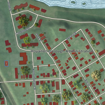 Close-up of the map of Royalton, Pennsylvania print showing street and building detail