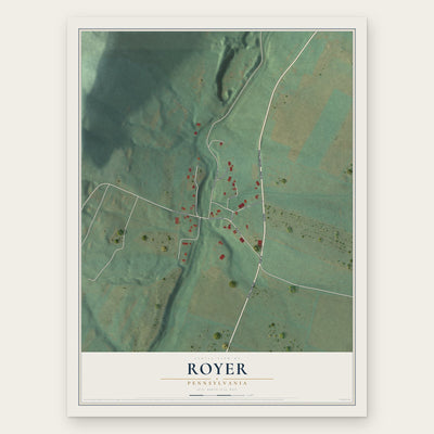 Royer, Pennsylvania map print, the full design