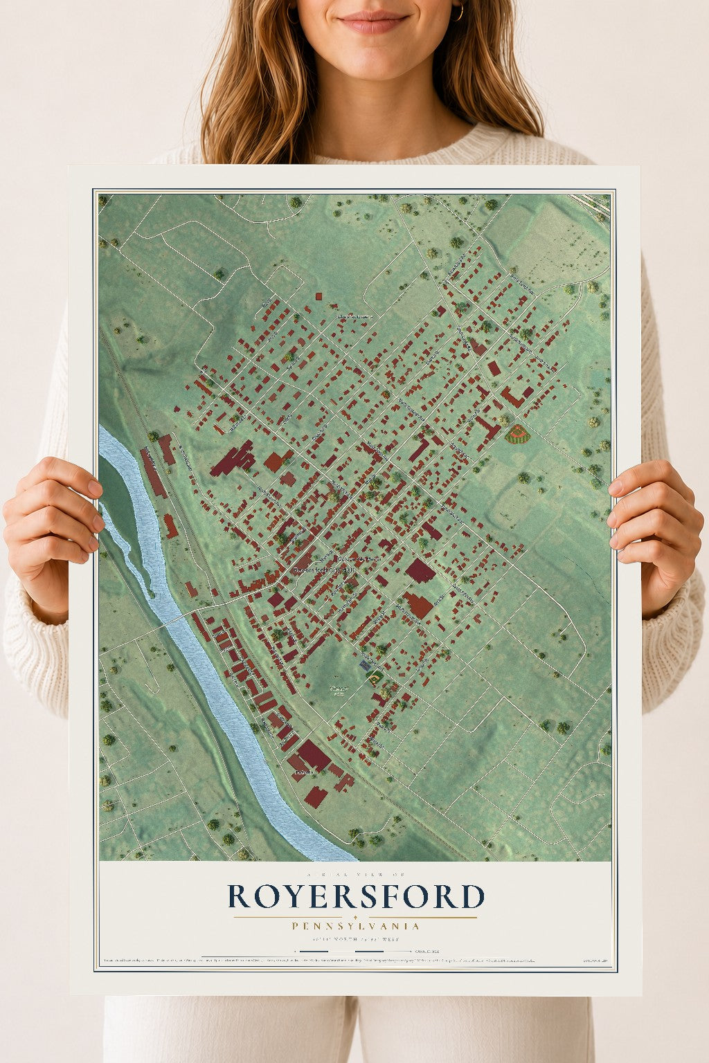 Map of Royersford, Pennsylvania, 18 x 24 inch unframed archival matte print