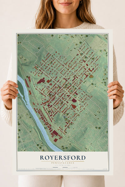 Map of Royersford, Pennsylvania, 18 x 24 inch unframed archival matte print