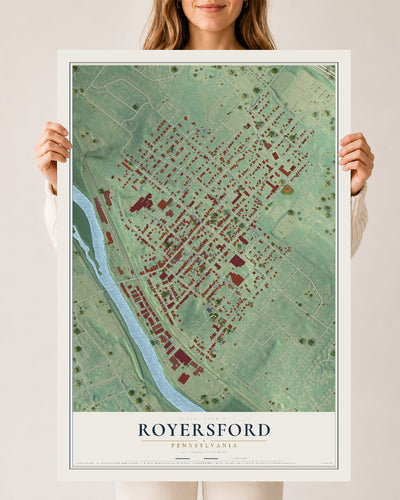 Map of Royersford, Pennsylvania, 24 x 36 inch unframed archival matte print