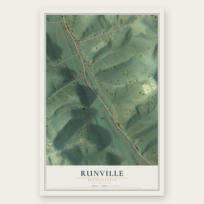 Runville, Pennsylvania map print, the full design
