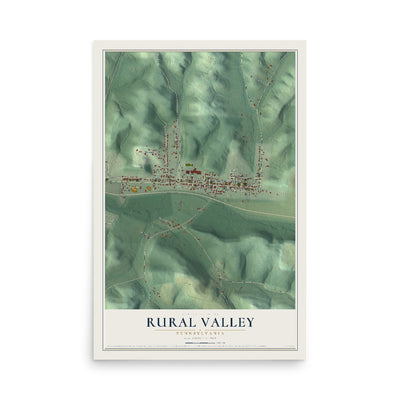 Map of Rural Valley, Pennsylvania, 12 x 18 inch unframed archival matte print