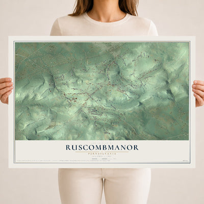 Map of Ruscombmanor, Pennsylvania, 18 x 24 inch unframed archival matte print