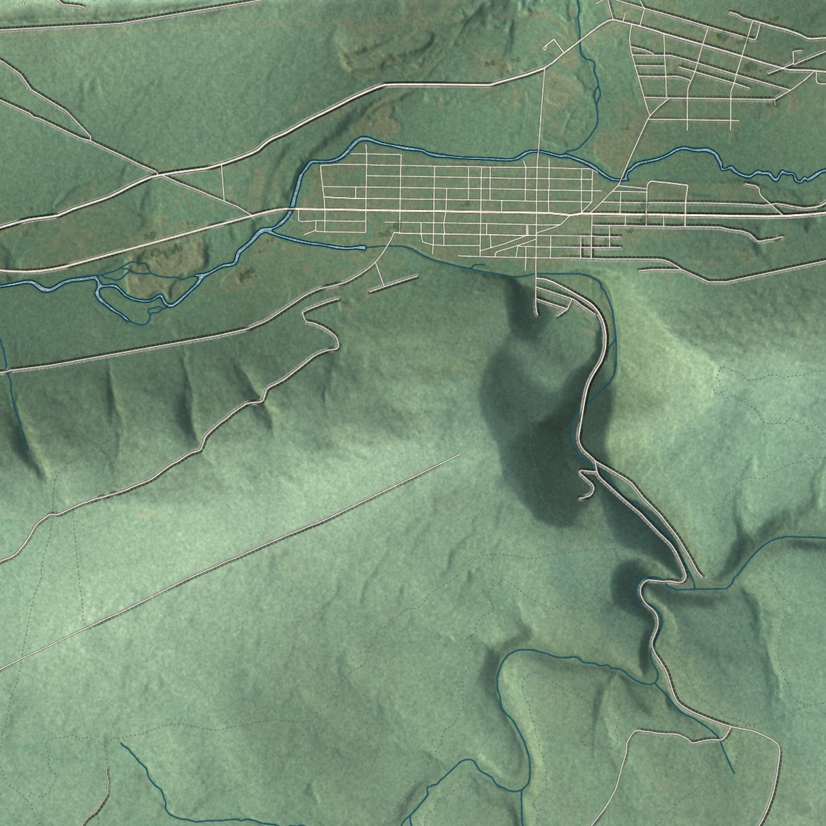 Second close-up of the map of Rush, Dauphin County, Pennsylvania print showing more streets and buildings
