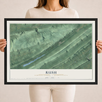 Map of Rush, Dauphin County, Pennsylvania, 18 x 24 inch print in a black wood frame