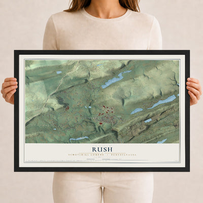 Map of Rush, Schuylkill County, Pennsylvania, 12 x 18 inch print in a black wood frame