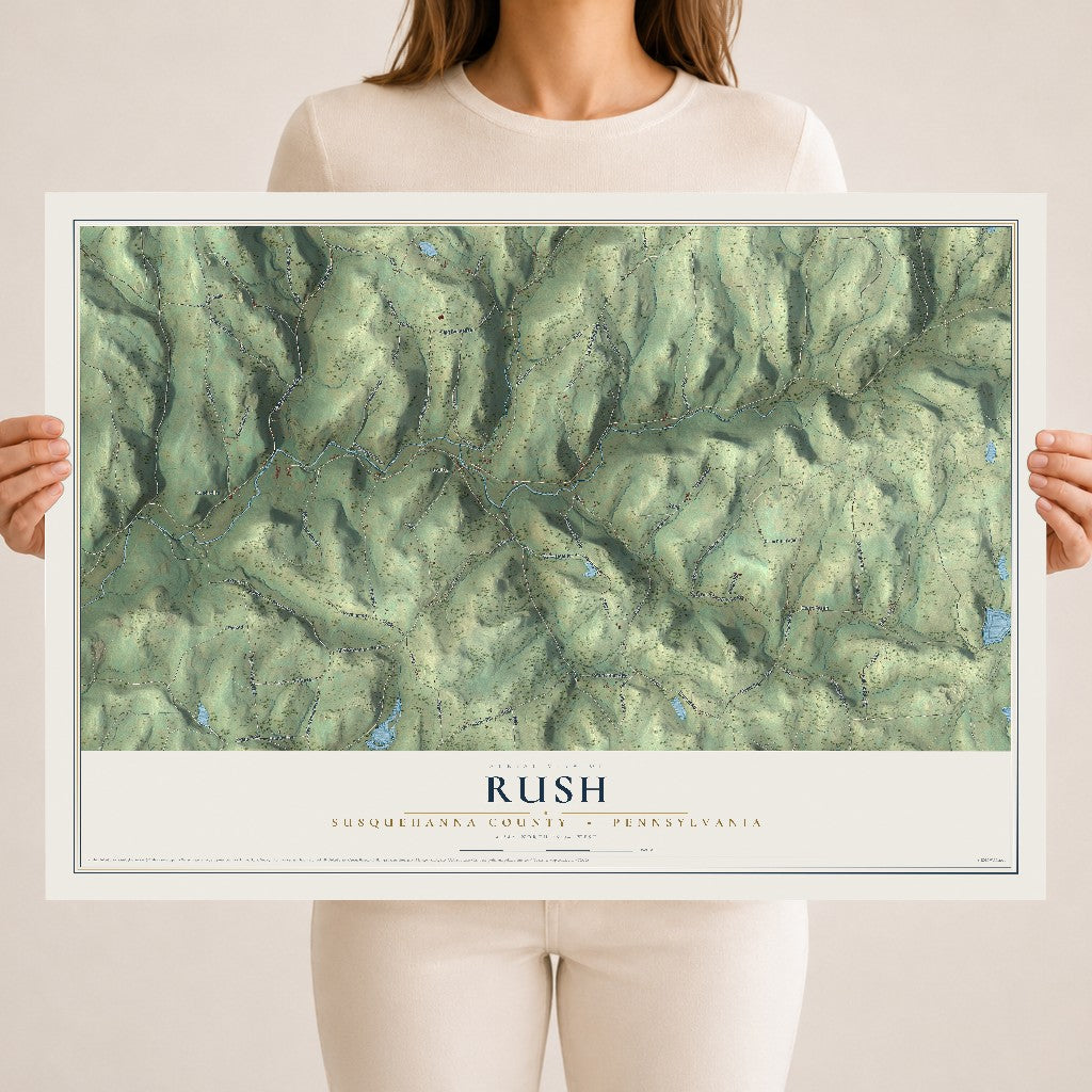 Map of Rush, Susquehanna County, Pennsylvania, 18 x 24 inch unframed archival matte print