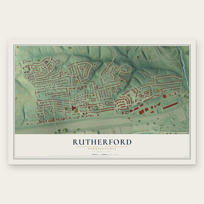 Rutherford, Pennsylvania map print, the full design