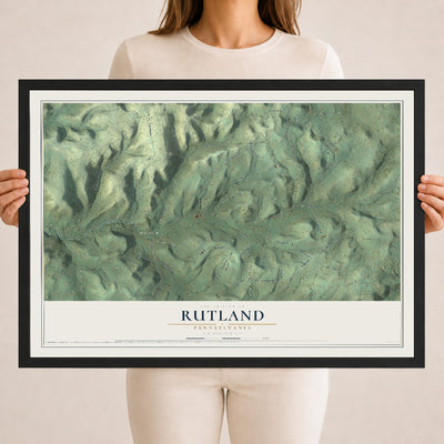 Map of Rutland, Pennsylvania, 18 x 24 inch print in a black wood frame