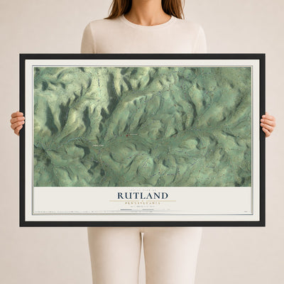 Map of Rutland, Pennsylvania, 24 x 36 inch print in a black wood frame