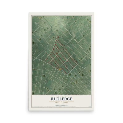 Map of Rutledge, Pennsylvania, 12 x 18 inch unframed archival matte print