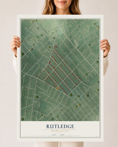 Map of Rutledge, Pennsylvania, 24 x 36 inch unframed archival matte print