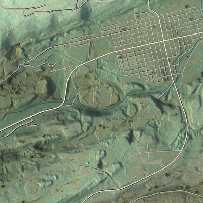 Close-up of the map of Ryan, Pennsylvania print showing street and building detail