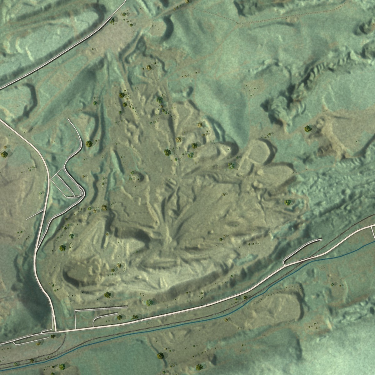 Second close-up of the map of Ryan, Pennsylvania print showing more streets and buildings