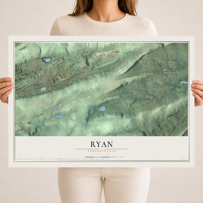 Map of Ryan, Pennsylvania, 18 x 24 inch unframed archival matte print