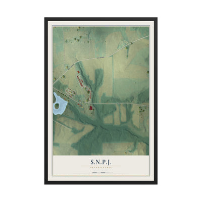Map of S.N.P.J., Pennsylvania, 12 x 18 inch print in a black wood frame