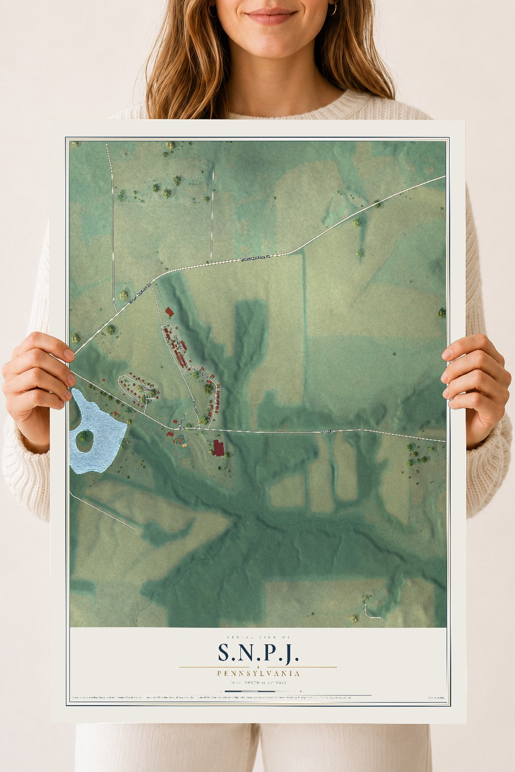 Map of S.N.P.J., Pennsylvania, 18 x 24 inch unframed archival matte print