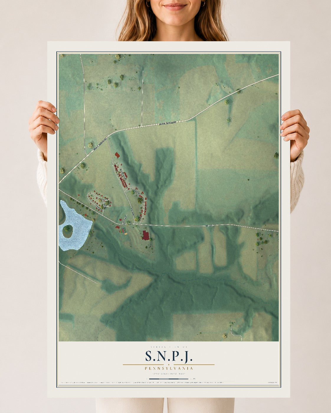 Map of S.N.P.J., Pennsylvania, 24 x 36 inch unframed archival matte print