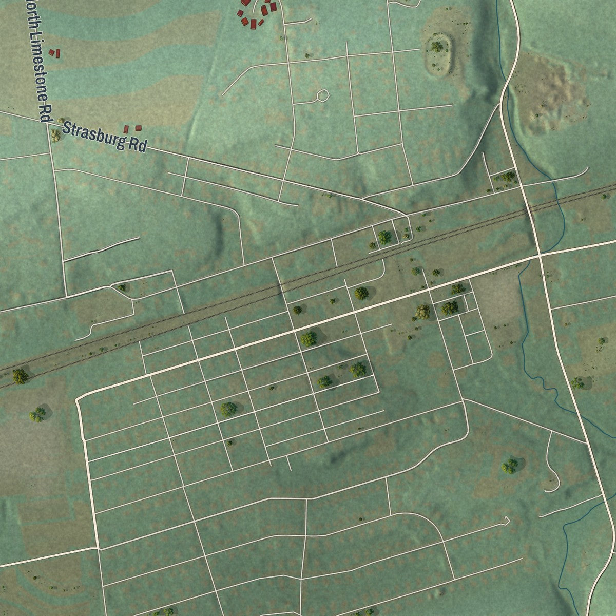 Second close-up of the map of Sadsbury, Chester County, Pennsylvania print showing more streets and buildings