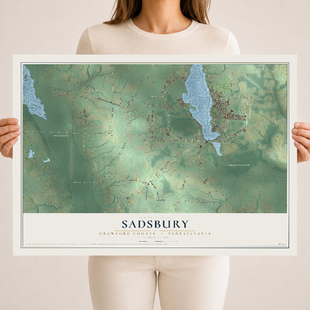 Map of Sadsbury, Crawford County, Pennsylvania, 18 x 24 inch unframed archival matte print