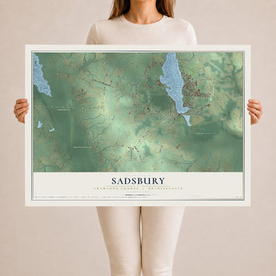 Map of Sadsbury, Crawford County, Pennsylvania, 24 x 36 inch unframed archival matte print