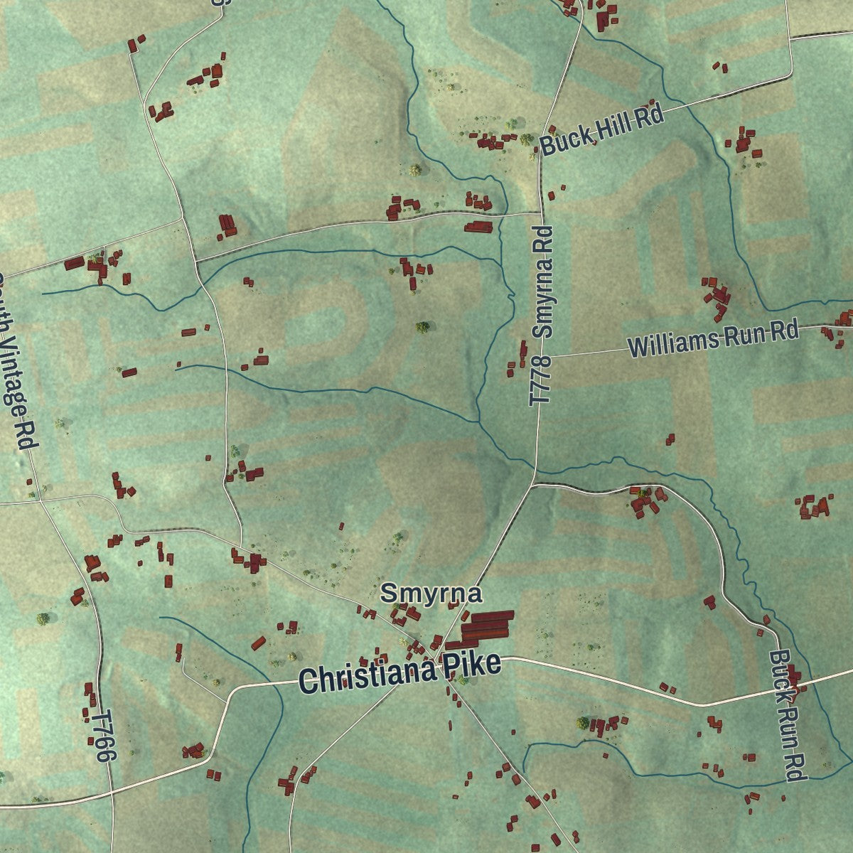 Second close-up of the map of Sadsbury, Lancaster County, Pennsylvania print showing more streets and buildings