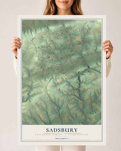Map of Sadsbury, Lancaster County, Pennsylvania, 24 x 36 inch unframed archival matte print