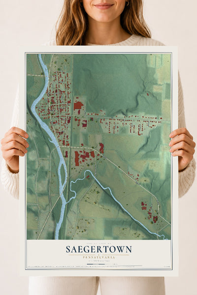 Map of Saegertown, Pennsylvania, 18 x 24 inch unframed archival matte print