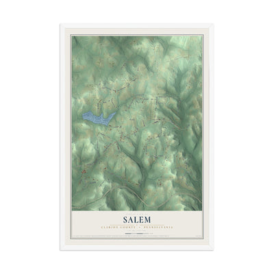 Map of Salem, Clarion County, Pennsylvania, 12 x 18 inch print in a white wood frame