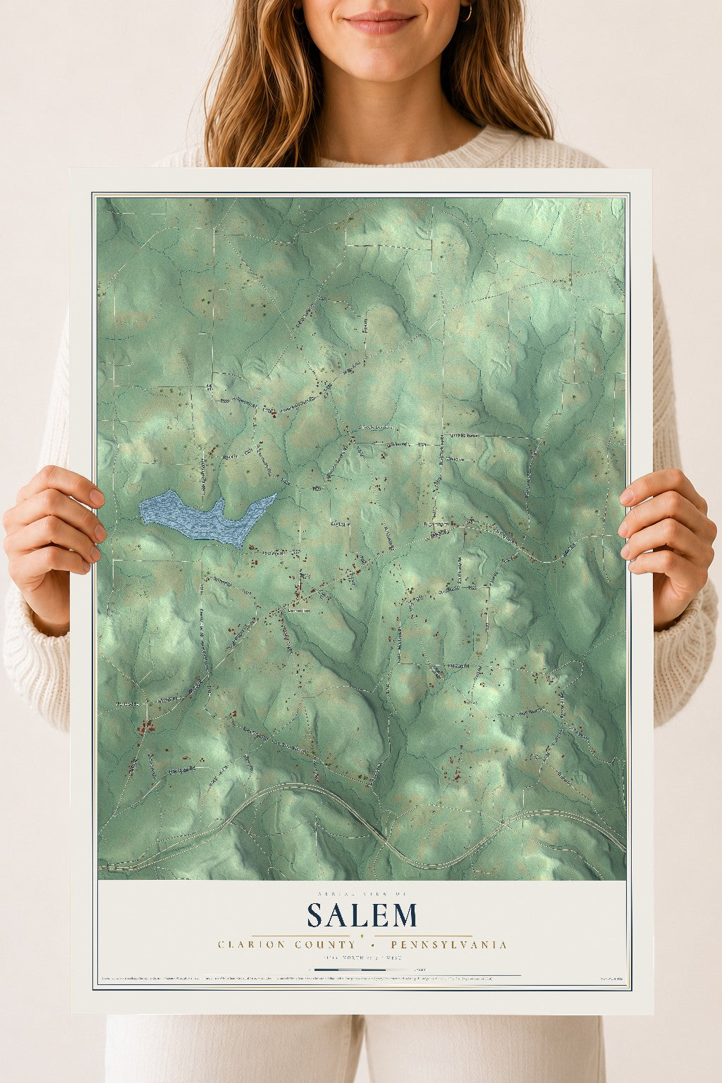 Map of Salem, Clarion County, Pennsylvania, 18 x 24 inch unframed archival matte print