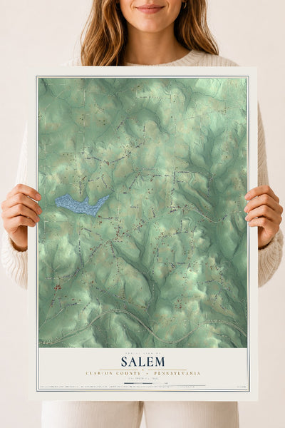 Map of Salem, Clarion County, Pennsylvania, 18 x 24 inch unframed archival matte print