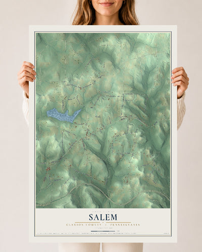 Map of Salem, Clarion County, Pennsylvania, 24 x 36 inch unframed archival matte print