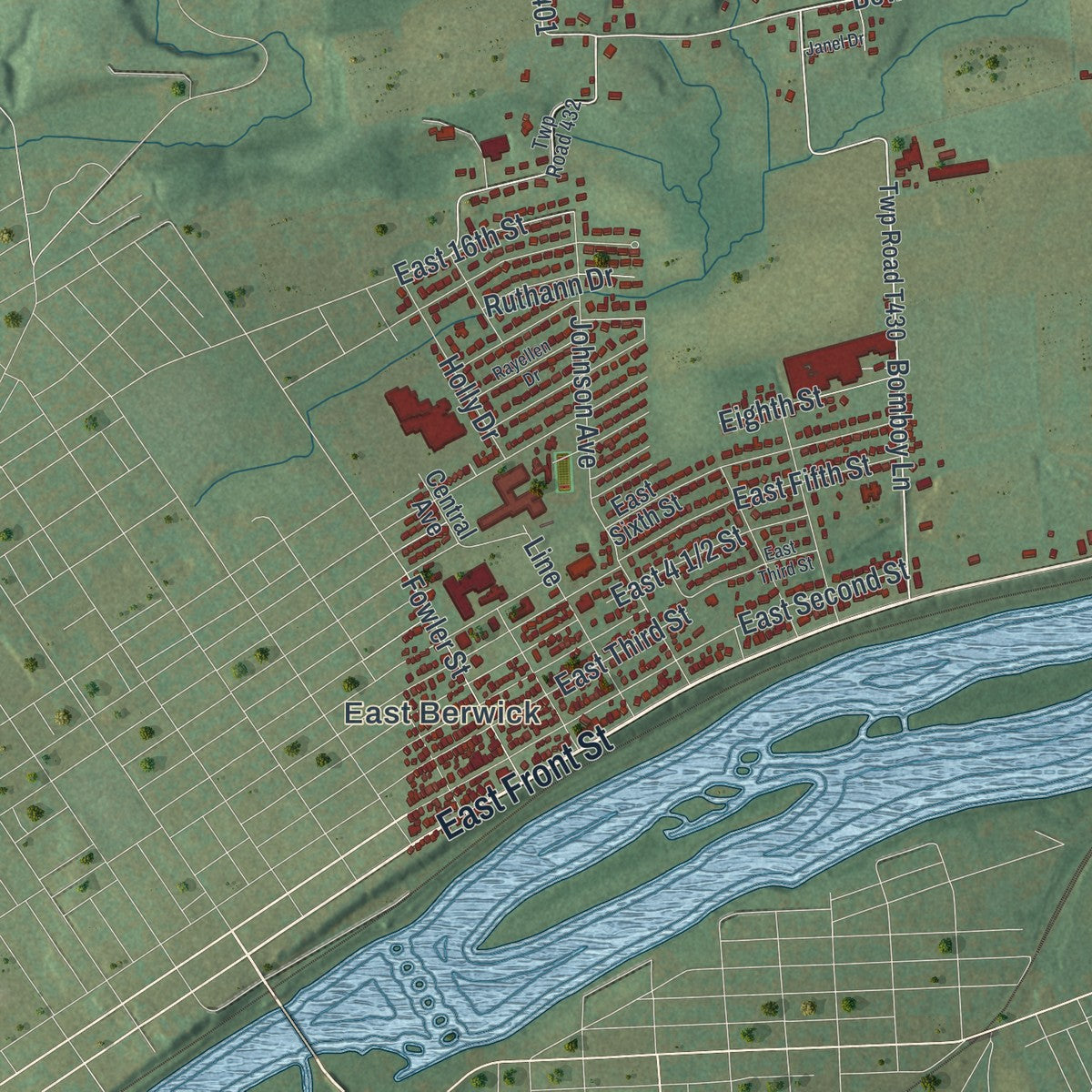 Close-up of the map of Salem, Luzerne County, Pennsylvania print showing street and building detail