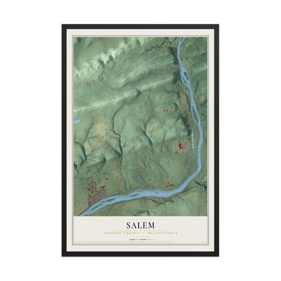 Map of Salem, Luzerne County, Pennsylvania, 12 x 18 inch print in a black wood frame