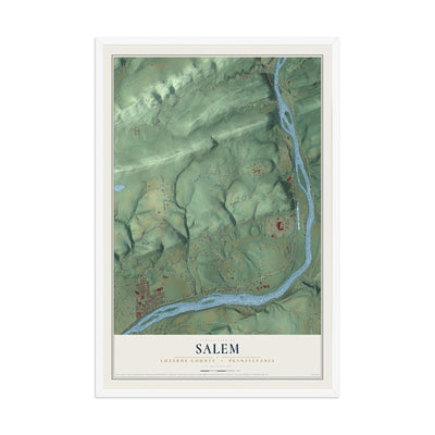 Map of Salem, Luzerne County, Pennsylvania, 12 x 18 inch print in a white wood frame