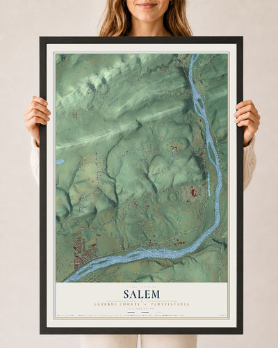 Map of Salem, Luzerne County, Pennsylvania, 24 x 36 inch print in a black wood frame