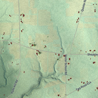 Second close-up of the map of Salem, Mercer County, Pennsylvania print showing more streets and buildings