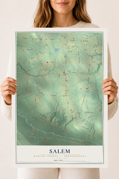 Map of Salem, Mercer County, Pennsylvania, 18 x 24 inch unframed archival matte print