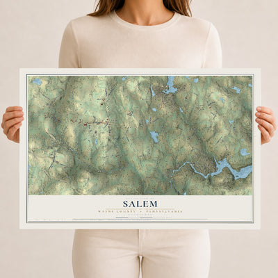 Map of Salem, Wayne County, Pennsylvania, 12 x 18 inch unframed archival matte print
