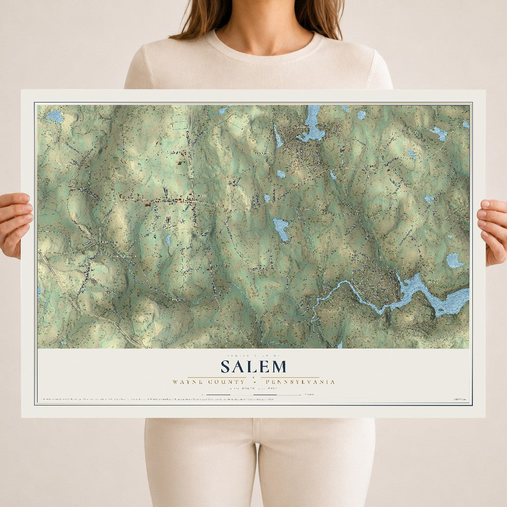 Map of Salem, Wayne County, Pennsylvania, 18 x 24 inch unframed archival matte print