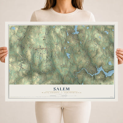 Map of Salem, Wayne County, Pennsylvania, 18 x 24 inch unframed archival matte print