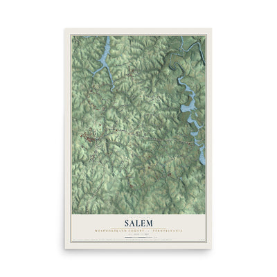 Map of Salem, Westmoreland County, Pennsylvania, 12 x 18 inch unframed archival matte print