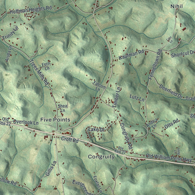 Second close-up of the map of Salem, Westmoreland County, Pennsylvania print showing more streets and buildings