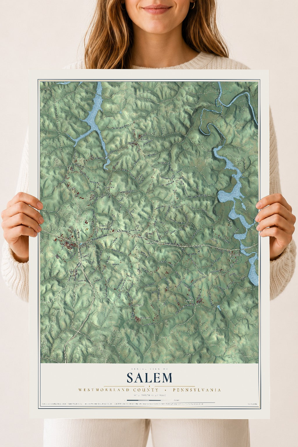 Map of Salem, Westmoreland County, Pennsylvania, 18 x 24 inch unframed archival matte print