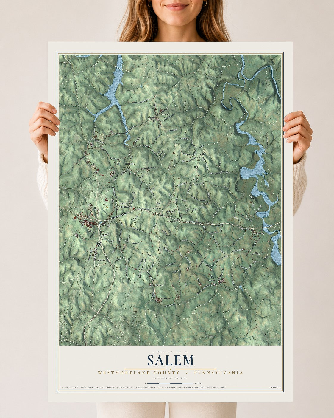 Map of Salem, Westmoreland County, Pennsylvania, 24 x 36 inch unframed archival matte print
