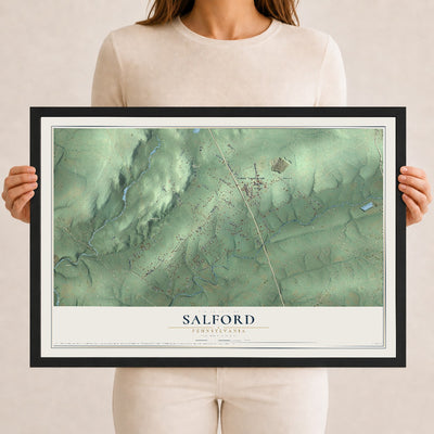 Map of Salford, Pennsylvania, 12 x 18 inch print in a black wood frame