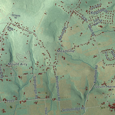 Second close-up of the map of Salisbury, Lancaster County, Pennsylvania print showing more streets and buildings