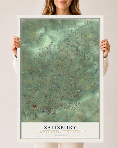 Map of Salisbury, Lancaster County, Pennsylvania, 24 x 36 inch unframed archival matte print