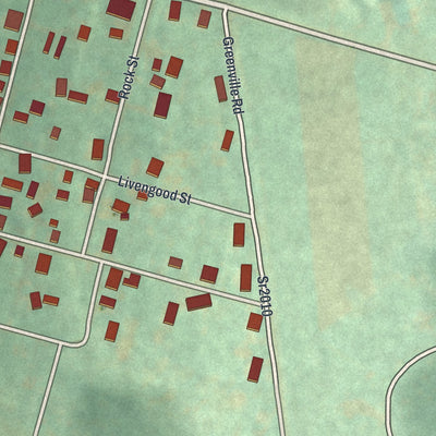 Second close-up of the map of Salisbury, Somerset County, Pennsylvania print showing more streets and buildings
